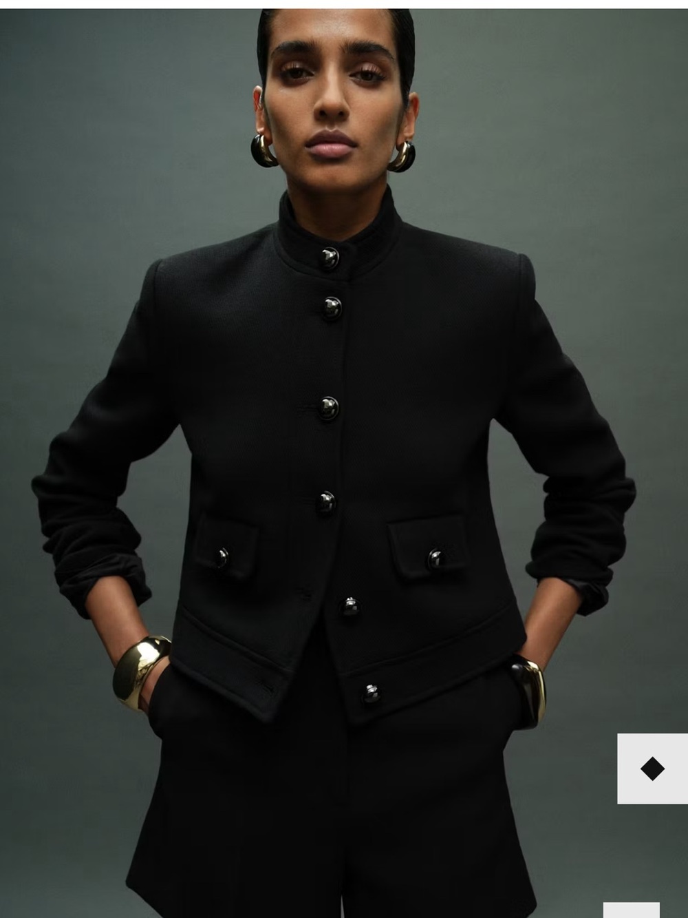JACKET WITH JEWEL-BUTTON STRIP COLLAR